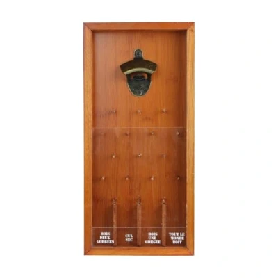 Obrázek MISTER GADGET MG3144 Marco abridor Juego de beber Madera Metal y Pl stico Marr n Transparente H39,5 x 18,5 3,8 cm, braun
