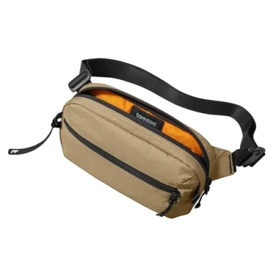 Obrázek tomtoc Sling Bag pánská dámská taška proti krádeži přes rameno náprsní s ochranou RFID, lehká na opasek, crossbody pro všední den cestování, Hnědá, Minimálně
