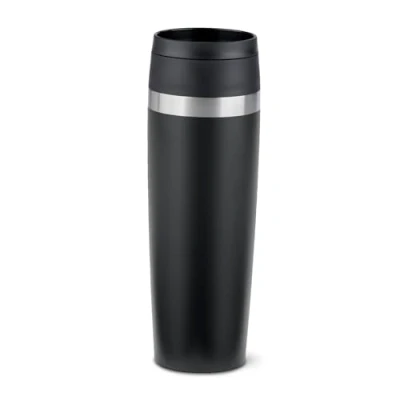 Obrázek EMSA N2023550 Travel Mug Classic 0,5 litru, nový komfortní šroubovací uzávěr, ušlechtilá ocel, 6 h horká a 12 studená, 100% těsný, 360 otvor na pití, černý