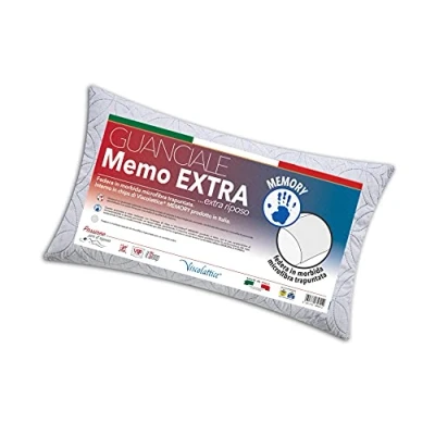 Obrázek V.I.P. Very Important Pillow Kissen mit Memory Flocken, weiß, Kopfkissen 45 x 75 cm, Bezug aus gestepptem Polyester, sehr atmungsaktiv, weich, hergestellt in Italien