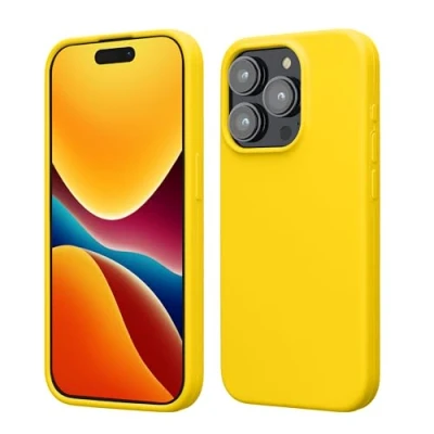 Obrázek kwmobile pouzdro Pro iPhone 15 silikonové na mobil nárazuvzdorné s měkkým povrchem zářivě žluté