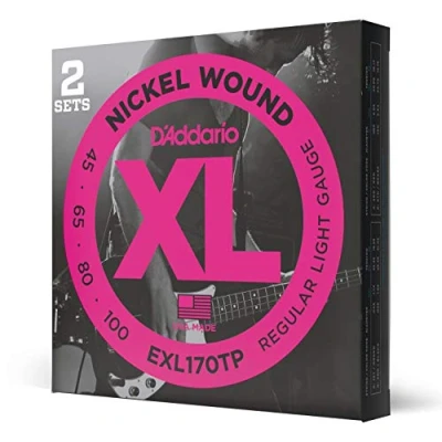 Obrázek D&#039;Addario E Basové kytarové struny Bass pro basovou kytaru Guitar EXL170TP Light, 45100 (2 balení) Long Scale