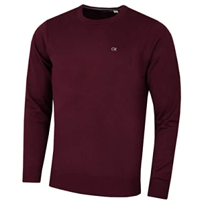 Obrázek Calvin Klein Pánský s kulatým výstřihem z měkké bavlny svetr, Francouzský Burgundy