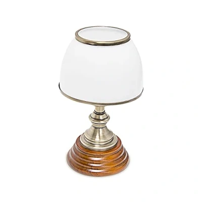 Obrázek Relaxdays Stolní lampa dřevo secesní styl se skleněným stínítkem bílá mosazná optika 10018911 28. 5 x 16 cm