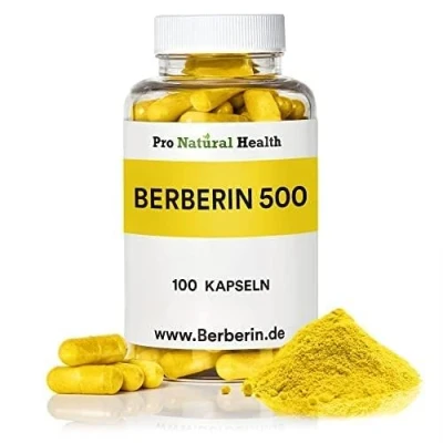 Obrázek berberin 500 mg (100 kapslí) Made in Germany veganský vysoká dávka 97% HCl přírodní doplněk stravy prášek kořenový extrakt z rostliny Berberis Aristata