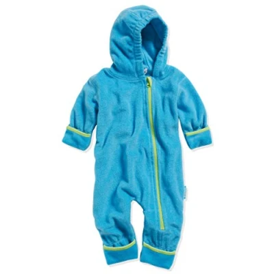 Obrázek Playshoes Dětský flísový overal, prodyšný unisex overal pro chlapce a dívky s dlouhým zipem kapucí, barevně odlišený, Aquablau