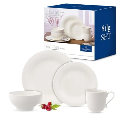 Obrázek Villeroy &amp; Boch 10 3460 8543 New Cottage Basic startovací sada 8dílná, prémiový porcelán, bílý
