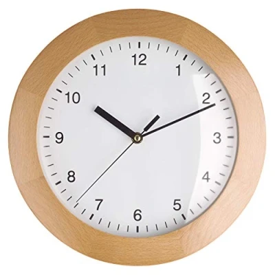 Obrázek TFA Dostmann Rádiové nástěnné hodiny, designové hodiny dřevo, 98. 1065, z buku, k zavěšení, průměr 31 cm, jako kuchyňské do obývacího pokoje, hnědé