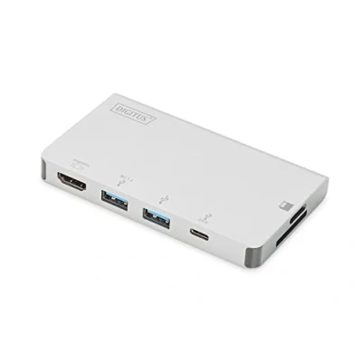 Obrázek DIGITUS USB C Travel dokovací stanice 9 portů 1x HDMI, VGA (4K@30Hz) 2x 3.0 / 2.0, typ RJ45 LAN, čtečka karet černá