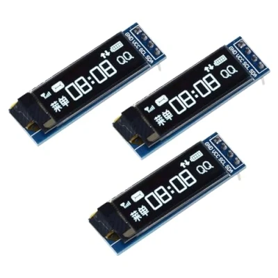 Obrázek GERUI 3 kusy 0,91&quot; OLED LCD zobrazovacího modulu obrazovka malý modul IIC 128x32 zobrazovací zařízení kompatibilní s Arduino a jinými mikrokontroléry, 3,3 V 5 bílý