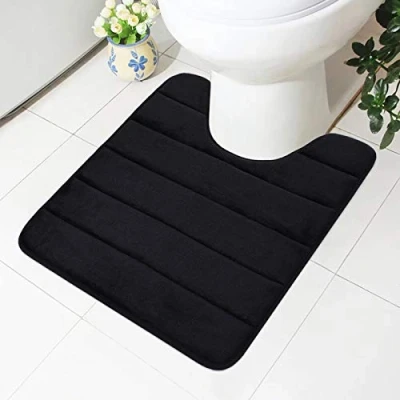 Obrázek Homaxy Paměťová pěna protiskluzová měkká předložka WC s výřezem 50 x 60 cm, savá koupelnová rohož Stand WC, omyvatelná koupelnové koberce na černá