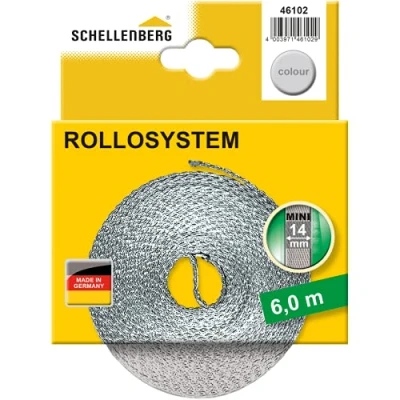 Obrázek Schellenberg 46102 roletový popruh šedý 14 mm široký 6 m mini