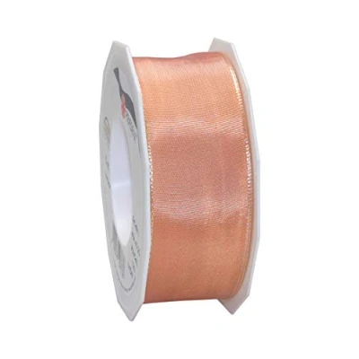 Obrázek PRÄSENT Lyon Band mit Drahtkante apricot, 25 m Dekoband zum Verzieren &amp; Basteln, 40 mm Breite, leicht biegsames Schleifenband, für Festliche Dekos zu besonderen Anlässen