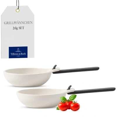 Obrázek Villeroy &amp; Boch Grilovací pánvička a BBQ Passion s rukojetí, balení po 2 kusech, prémiový porcelán, bílá