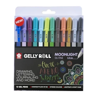Obrázek SAKURA Gelly Roll Moonlight Fine gelové pero, velikost 6 (0,35 mm), fluorescenční, 12 kusů
