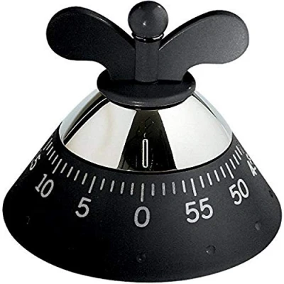 Obrázek Alessi A09 B designová mechanická kuchyňská minutka, termoplastická pryskyřice, černá, 10,5 cm