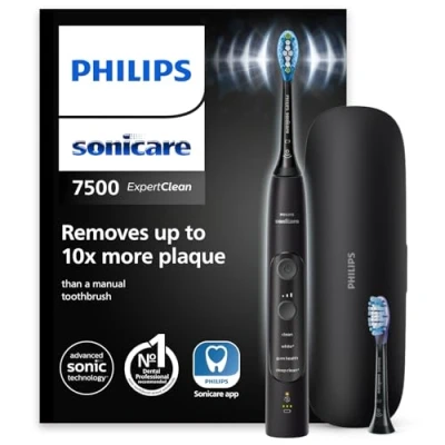 Obrázek Philips Sonicare ExpertClean 7500 elektrický zubní kartáček s kartáčkovou hlavicí G3 Premium Gum Care a C3 Plaque Defense, aplikace cestovní pouzdro v bílé barvě (model HX9691/02)