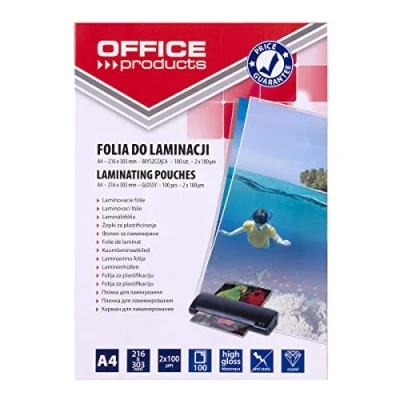Obrázek Office Products 20325425 90 laminovací fólie A4, 2 x 100 mikronů, lesklá, kusů, transparentní