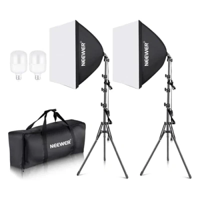 Obrázek NEEWER sada osvětlení 700 W ekvivalent Softbox, 2Pack 5500K CFL žárovky, 24 x palců měkké boxy s paticí E27, fotografie soustavné vybavení pro fotostudio