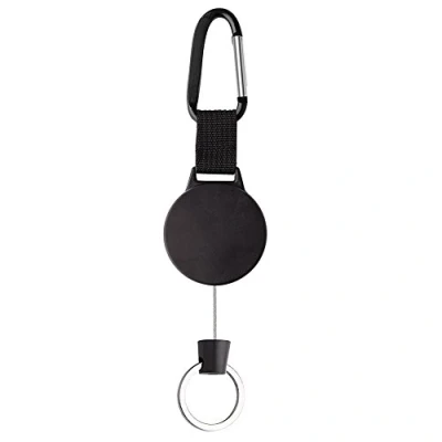 Obrázek Kuuqa Přívěsek na klíče vytahovací Heavy Duty Retractable Klíčenka Řetízek Průkaz JoJo se 100cm ocelovým lankem, černý