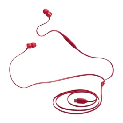 Obrázek JBL Tune 310 C sluchátka do uší s kabelem Pure Bass Sound, mikrofonem a přípojkou USB červená
