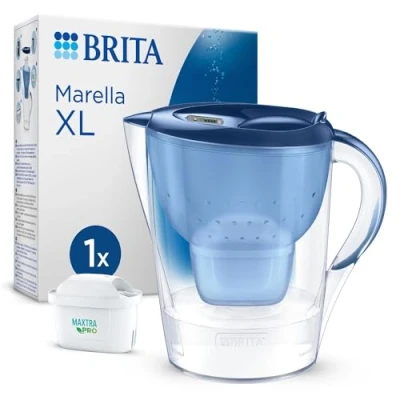 Obrázek BRITA vodní filtr konvice Marella XL modrý (3,5 l) vč. 1x kartuše MAXTRA pro All in 1 snížení vodního kamene, chlóru, olova, mědi a látek narušujících chuť ve vodě