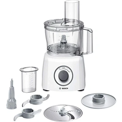 Obrázek Bosch Kompaktní kuchyňský robot MultiTalent 3 MCM3100 W, 20 funkcí, mísa na míchání 2,3 l, univerzální nůž, otočný kotouč krájení, šlehací (smetana), plnicí pomůcka, víko, 800 bílý