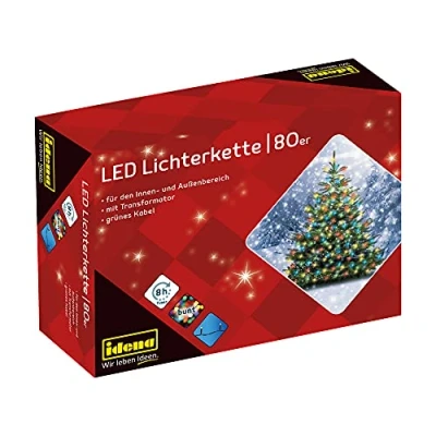 Obrázek Idena 8325058 LED světelný řetěz s 80 v teplé bílé, 8 hodinovou funkcí časovače, na večírky, Vánoce, dekorace, svatba, jako náladové světlo, asi 15,9 m