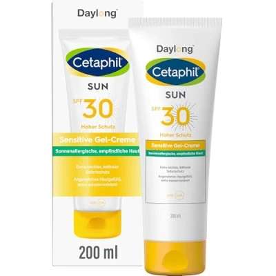 Obrázek CETAPHIL SUN Sensitive Gel Cremme SPF 30, 200 ml, opalovací krém pro citlivou pokožku, náchylný k alergii na slunce a akné, extra lehká, nemastná ochrana proti slunci, bez parfémů emulgátorů