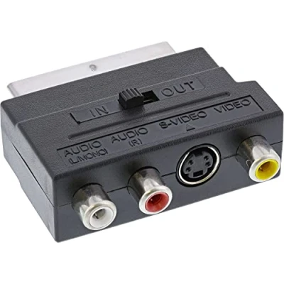 Obrázek InLine 89953 Scart adaptér, (in/out) na 3x zdířce Cinch a 1x S VHS