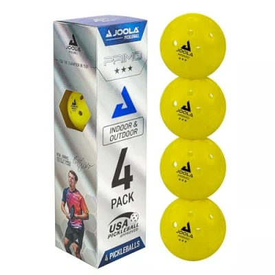 Obrázek JOOLA Pickleball Primo Balls 3 Sterne hochwertige Outdoor und Indoor Spiel Bälle mit USAPA Zertifizierung, 26 Gramm, 74 mm Durchmesser, gelb, 4 St.