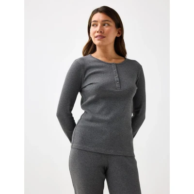 Obrázek Lindex LONG Sleeve Pyžamový top, Ženy, Velikost: 40/42, Dark grey melange