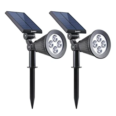 Obrázek Sada se 2 kulatými, zapuštěnými nebo vyraženými bílými LED solárními zářiči z ušlechtilé oceli DECKY ∅12 cm