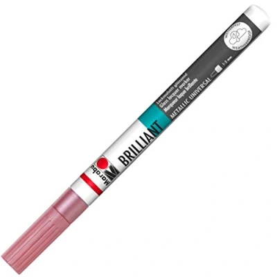 Obrázek Marabu 01210031733 Brilliant Painter metallic rosa 733, Strichstärke ca. 1 2 mm, Universeller Lackmalstift, glänzend, deckend, wetterfest, lichtecht, schnell trocknend, für viele Oberflächen