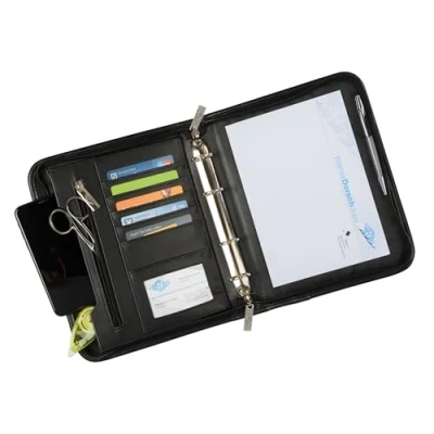 Obrázek Wedo 585101 konferenční desky Elegance (z umělé kůže, nylon, 4kroužková mechanika, zip, mnoho přihrádek, pro formáty A5) černé