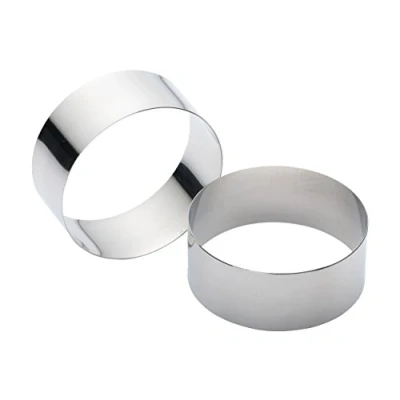 Obrázek KitchenCraft Nerezové kroužky, velká sada kuchyňských kroužků, stříbrná metalíza, normální hloubka 3,5 cm, velikost kruhu 9 x balení po 2 kusech, metalíza