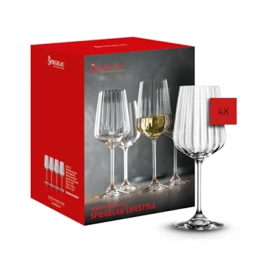 Obrázek Spiegelau sklenice na bílé víno 4dílná sada, 440 ml, LifeStyle, 4450172, z křišťálového skla, vhodné do myčky nádobí, čiré