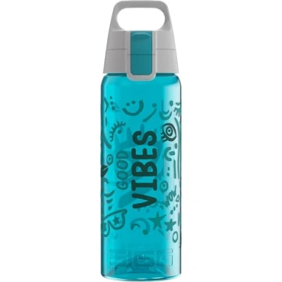 Obrázek SIGG Tritanová láhev na pití Total Color ONE Good Vibes vhodná pro sycené nápoje do myčky nádobí zabezpečená proti vytečení lehká bez BPA Aqua 1 l