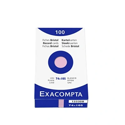 Obrázek Exacompta balení 13330B (se 100 kartotékovými kartami, DIN A7, 74 x 105 mm, prázdné, ideální do školy) 1 růžové