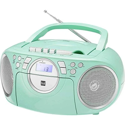 Obrázek Dual 75404 P 70 Mint kazetové rádio CD FM Boombox přehrávač stereo reproduktor AUX vstup napájení ze sítě / baterie přenosné
