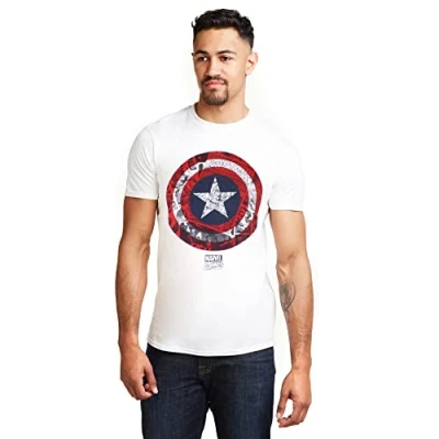 Obrázek Marvel Pánské tričko Captain America Comic Shield, bílá