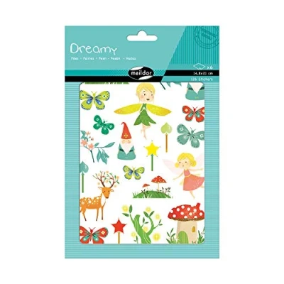 Obrázek Maildor AE137O Packung mit 6 Bögen Stickers Dreamy in Format DIN A5, 14, 8 x 21cm, ideal für Kinder ab 2 Jahren, Feen) 1 Pack Mehrfarbig