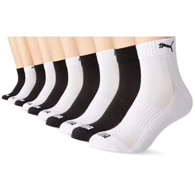 Obrázek PUMA Unisex Quarter ponožky (balení 5 ks), Černá/bílá