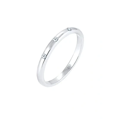 Obrázek Elli DIAMONDS prsten Women Band Ring with Diamond (0,045 ct) ze sterlingového stříbra 925, Fazetový brus, Diamant Křišťál
