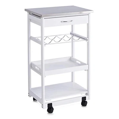 Obrázek Zeller 13772 kuchyňský vozík s topem z ušlechtilé oceli, bílý, cca 47 x 37 82 cm