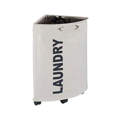Obrázek WENKO 62100100 Sběrač prádla: 100% polyester, kolečka: polypropylen 33 x 60 cm, béžová
