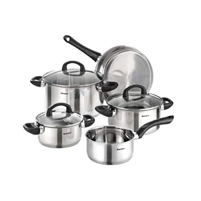 Obrázek sada hrnců Karcher Mia z nerezové oceli, kuchyňské nádobí, na vaření pro indukční vařiče, 24 x 9 cm