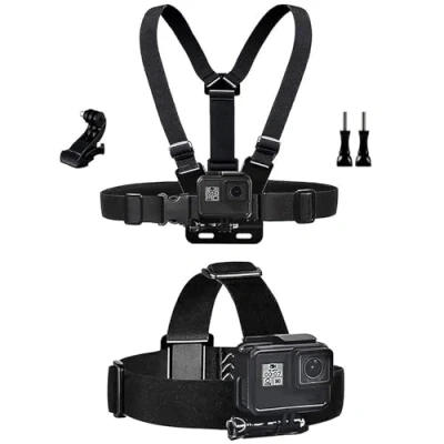 Obrázek TEKCAM Příslušenství pro akční kameru držák na hrudní pás čelenka sada kompatibilní s GoPro Hero 13/12/11/10/9/8/7/Akaso EK7000/APEXCAM/Surfola/Jadfezy, stříbrná