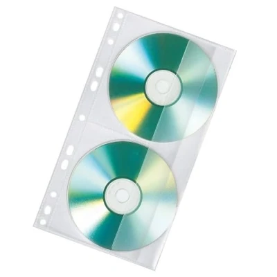Obrázek VELOFLEX 4356000 CD/DVD dvojité pouzdro, PP fólie, pro 2 CD, vhodné kroužkové knihy A4, transparentní, 10 kusů