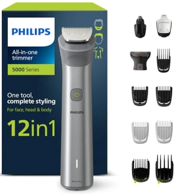 Obrázek Philips Multigroom Series 5000, zastřihovač vousů vše v jednom, 12 1 a na obličej, hlavu tělo pro kompletní styling, 14 nastavení délky (0,516 mm) (model